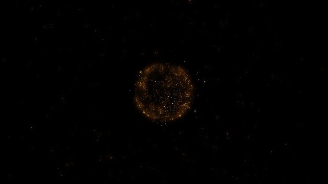 Circular reactive audio star beat sound spectrum display, wave animation with golden neon glowing, abstract digital equalizer ring, futuristic motion graphics seamless black screen background 4K video