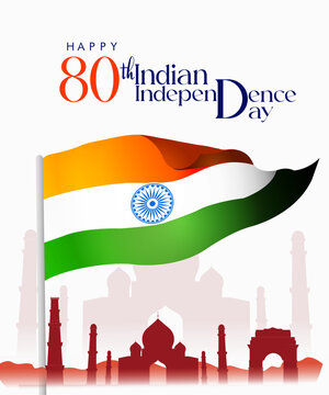 vector illustration of 15th August India Happy Independence Day. 