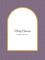 Merry Christmas & Happy New Year greeting card. Geometric background, purple and green triangles. Vector template, elegant design for holiday greetings and celebration. © ZubayerVector
