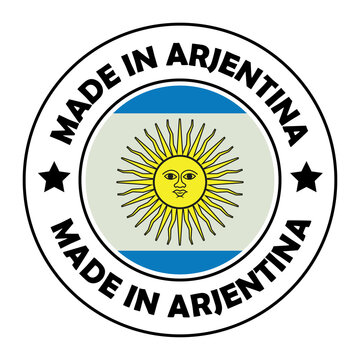 NEW Arjentina Stamp Logo PNG, Made in Argentina Stamp Logo Vector Illustration ,  Argentina Product Guarantee Seal and Quality Stamp,  Round Made in Argentina Badge Label with Sun Symbol, Made in logo