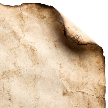 Antique aged parchment paper background with burnt charred edges