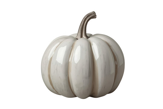 Pearlescent white ornamental pumpkin with rounded lobes