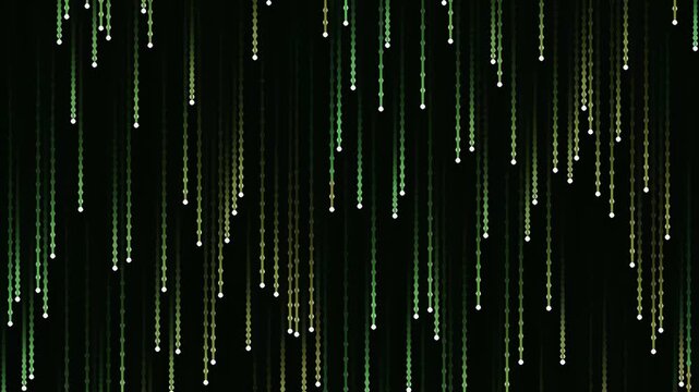 Abstract digital rain with green matrix code on black background