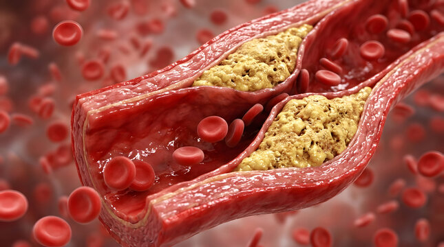 Medical Illustration of Atherosclerosis in a Human Artery