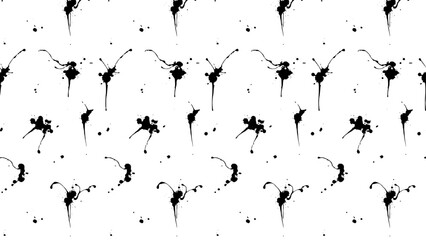 Obraz premium Dynamic ink splatter pattern with organic black paint drips and messy liquid blots on a white background for urban grunge style and artistic creative projects