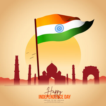 vector illustration of 15th August India Happy Independence Day. 