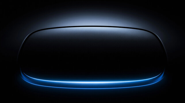 Futuristic Virtual Reality Headset Silhouette with Blue Light