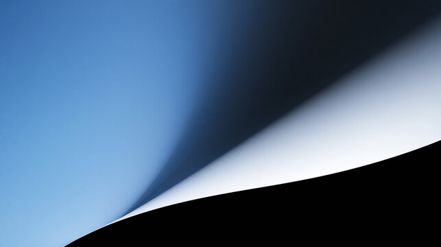 Abstract Curved Paper Page Corner Background with Blue Light