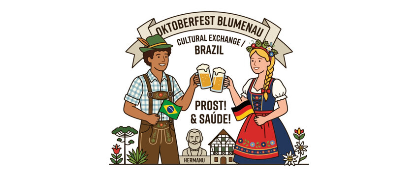 Oktoberfest Blumenau Brazil Cultural Exchange Illustration