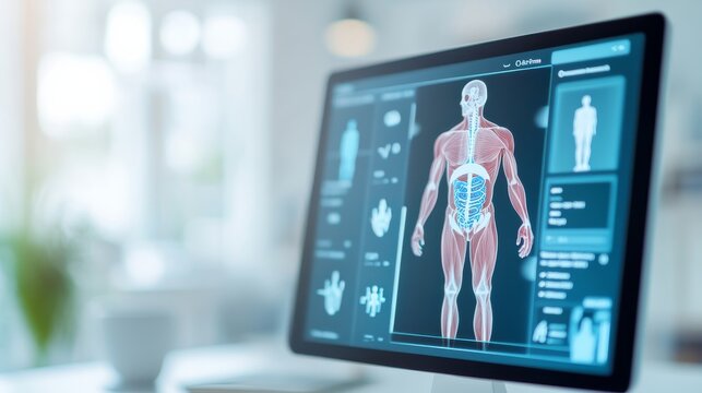 Healthcare Application Interface With Interactive Body Alternate Diagnostic Interface Perspective, medical service interface, AI healthcare dashboard, digital diagnostic technology