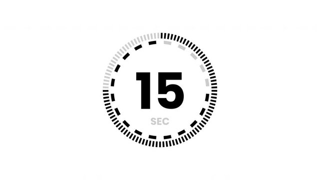 20 second countdown timer, digital circular animation from 20 to 0 seconds on white background.