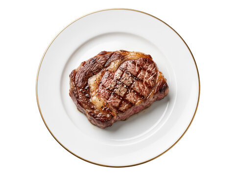 Juicy grilled ribeye beef steak with char marks plate barbecue culinary delicious restaurant gastronomy nutrition proteinrich preparation culinaryart foodphotography as isolated element