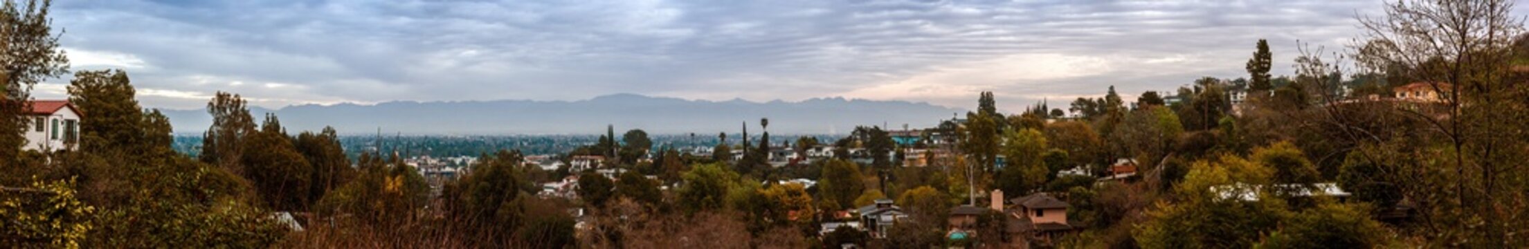 Hazy Panoramic View from a Sherman Oaks Hillside at Dawn