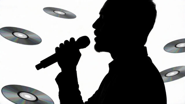 karaoke cd silhouette of a man singing into a microphone