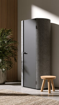 Tall Minimal Gray Storage Cabinet in Contemporary Interior