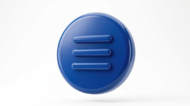 3d render of a blue menu icon isolated on white background