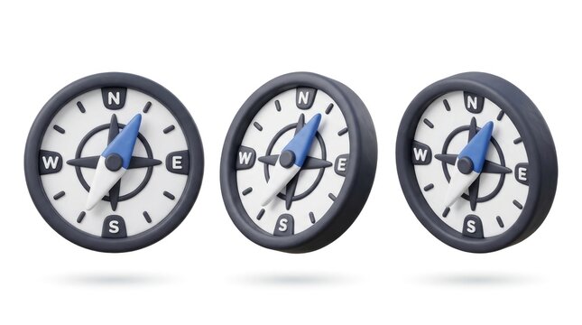3d render of a compass with cardinal directions isolated on white background