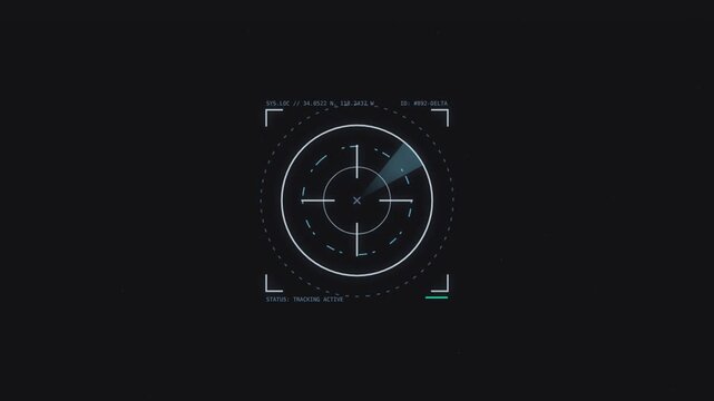 Digital radar screen animation interface HUD elements