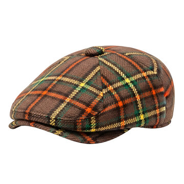 Plaid flat cap on a white background