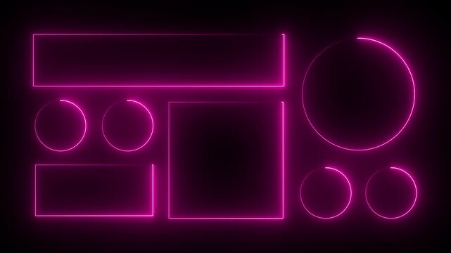 Neon Liquid glass effect smartphone icon interface isolated.Blue UI light frame square and circle banner with glow stroke.Control center widget for smartphone and web app,vector illustration.4k video