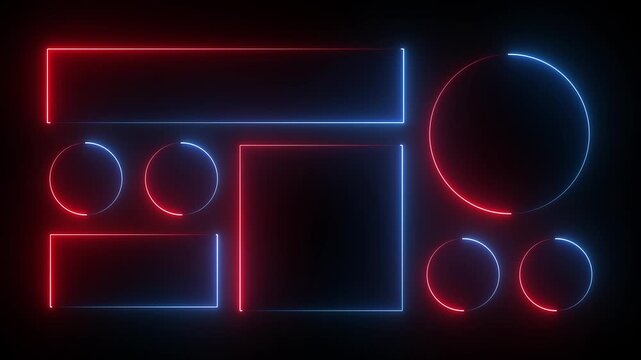 Neon Liquid glass effect smartphone icon interface isolated.Blue UI light frame square and circle banner with glow stroke.Control center widget for smartphone and web app,vector illustration.4k video