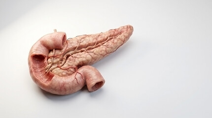 Obraz premium Detailed medical illustration of human pancreas and duodenum with pancreas duodenum digestive