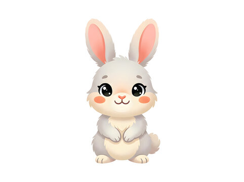 Cute Chibi Bunny Rabbit Sitting Vector Illustration