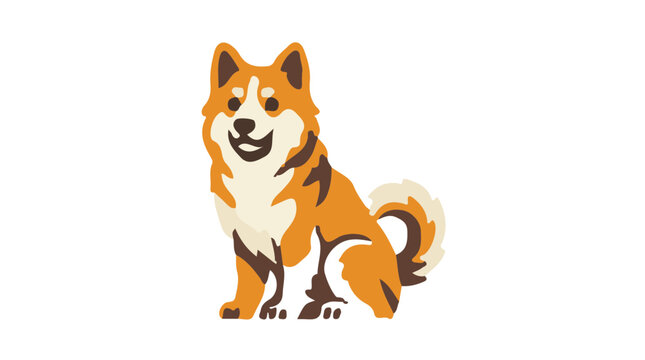 Aidi Dog Flat Design Color Vector Icon Isolated on White Background