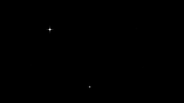 drawn cartoon vector sparkle effect on black screen for VFX.Circle firework blast with shiny star lines and twinkle pop-up animation,best star video and motion graphic overlays 4k video