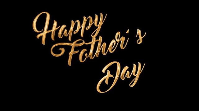 Golden Happy Father's Day Text on Black Background