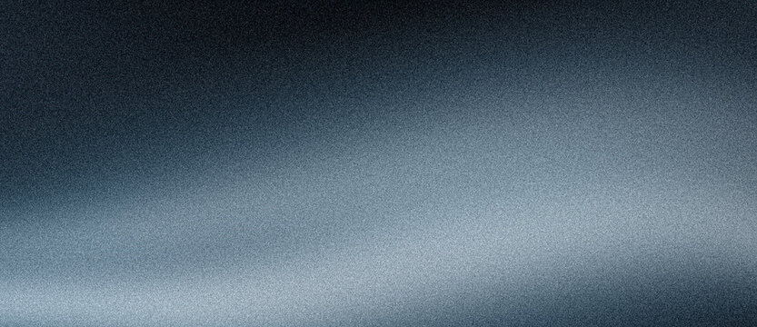 Blue gray black grainy background, blurred noise texture glowing gradient shape on dark backdrop for banner, header cover poster design