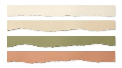 Fototapeta premium Horizontal torn paper strips set isolated on white background