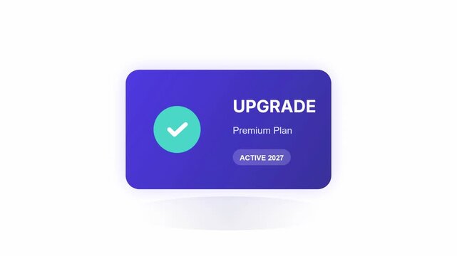 Premium Plan Upgrade Status Notification Card with Checkmark
