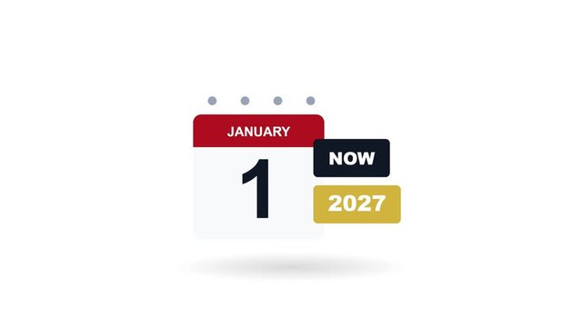 January 1st 2027 Calendar Icon with Now Label for New Year Planning and Business Scheduling