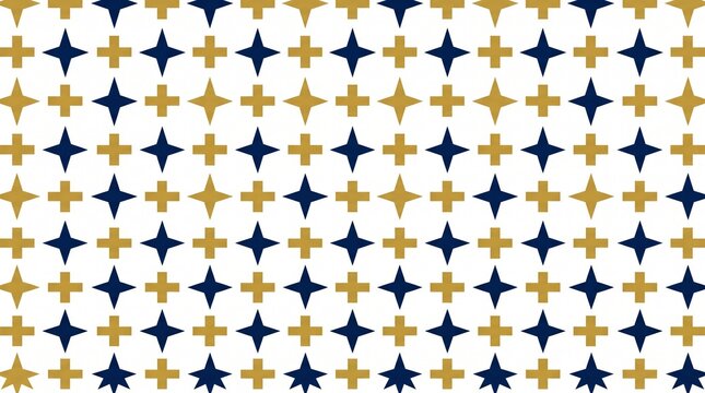Geometric star pattern background, elegant gold and navy blue sparkles on white, luxury celestial motif for holiday wrapping and branding