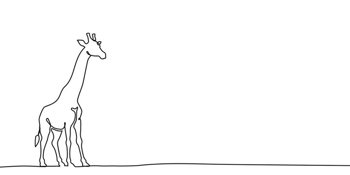 Minimalist continuous-line safari animal sketch with childish appeal. Modern monoline illustration perfect for nursery posters, height charts, and African wildlife-themed designs.