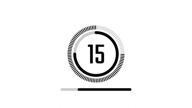 Minimal countdown timer animation from 20 to 0 seconds. Round circle with underline 20 seconds countdown, Modern flat design with animation on white background. High quality 4K video.