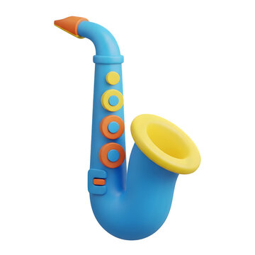Colorful cartoon saxophone with polka dots