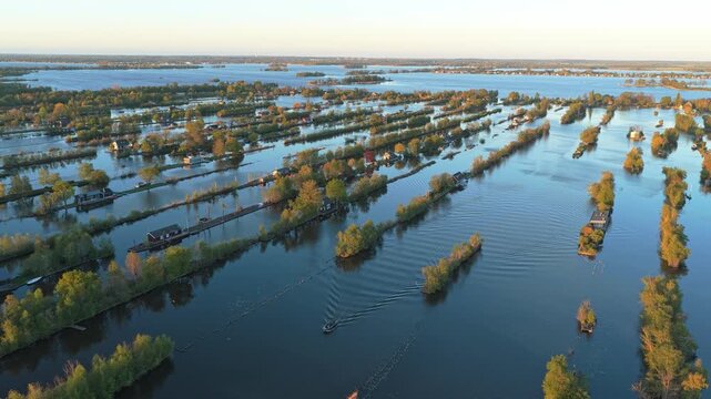 Aerial view of scheendijk islands and waterways in breukelen