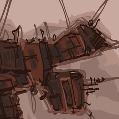 Abstract image for printing. Picture for modern interiors. The picture is painted by hand on a tablet. © neurostructure