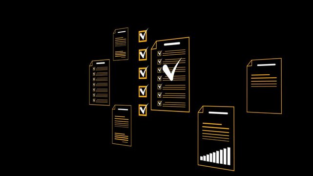 Document management concept, Businesswomen check electronic documents on digital documents on virtual screen Document Management System and process automation.4k video.