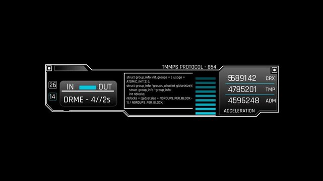 Futuristic Network Protocol Information Panel With Input Output Data Flow And Transmission Status Indicators