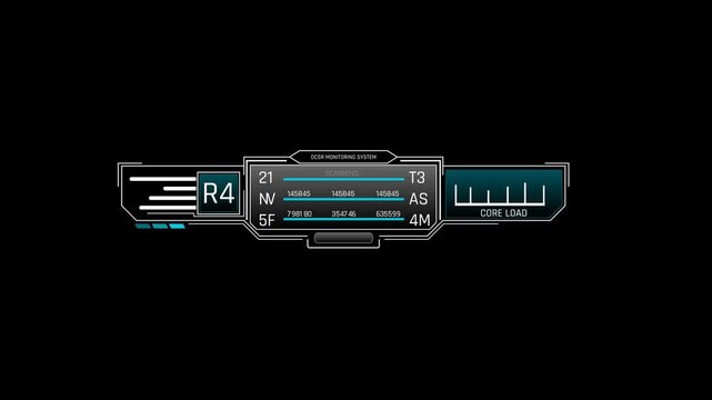 Futuristic System Scanning Panel With Core Load Graph Numeric Identifiers And Live Processing Status