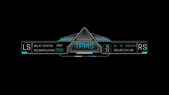 Futuristic TPMS Vehicle Status Panel With Tire Pressure Sensor Data Left Right Indicators And Diagnostic Readouts