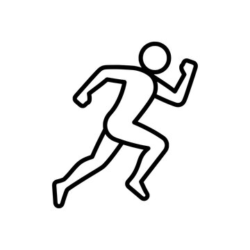Muscular running man dynamic pose sprinter outline icon