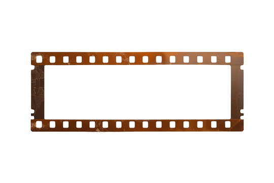 Brown rectangular filmstrip frame with perforated edges