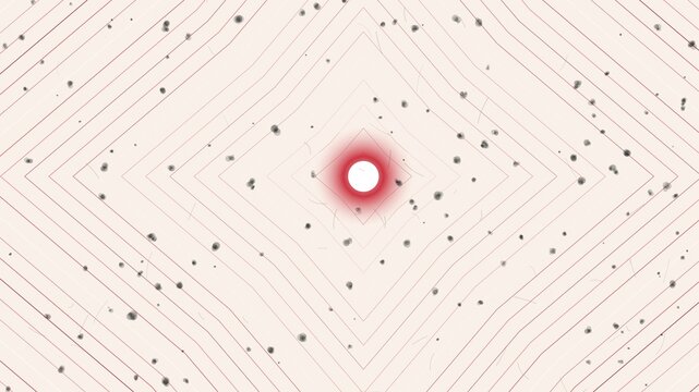 Geometric background featuring symmetric red lines creating diamond shapes on light paper texture style.