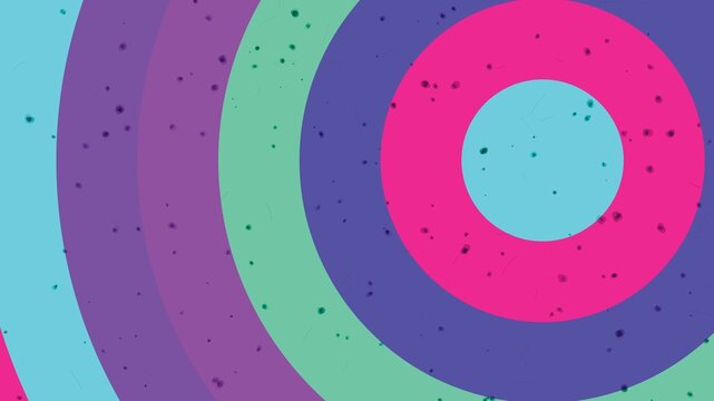 Colorful abstract background with concentric circles and textured overlay effect.