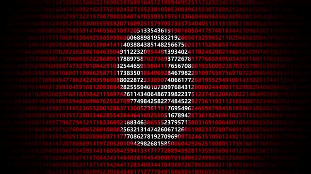 Digital number 9glowing in red computer matrix code stream 9 digit data binary background 9 digit data binary background