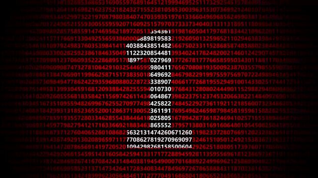 Red digit one illuminated by binary data stream background number code abstract glowing technology number code abstract glowing technology